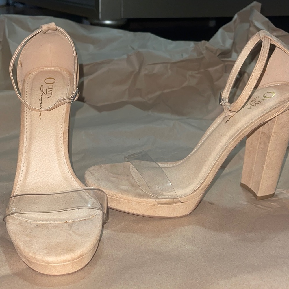 Nude block heels